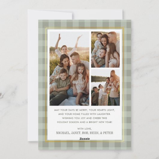 Klassieke Gouden Vakantie Fotokaart, Vrolijk Kerst Feestdagenkaart (Achterkant)