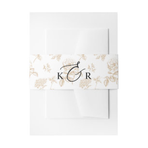 Klassieke gouden Victoriaanse bloemrijke monogram  Uitnodigingen Wikkel