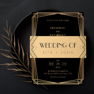 Klassieke gouden vintage bruiloft uitnodigingen wikkel