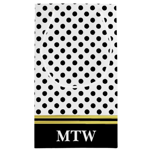 Klassieke Gouden Witte en Zwarte Stippen met Monog Klein Cadeauzakje (Achterkant)