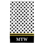 Klassieke Gouden Witte en Zwarte Stippen met Monog Klein Cadeauzakje (Voorkant)