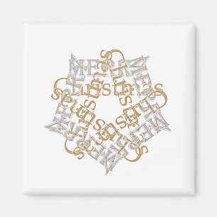 Klassieke Gouden Zilveren Kerstster Kalligrafie Ku Magneet