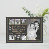 Klassieke Gouden & Zwarte Foto Huwelijksjubileum Kaart (Staand voorkant)