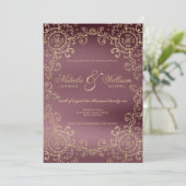 Klassieke goudflorale ornament bruiloft kaart (Staand voorkant)