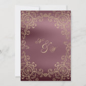 Klassieke goudflorale ornament bruiloft kaart (Achterkant)