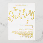Klassieke goudkalligrafie bruiloft folie uitnodiging (Voorkant)