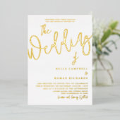 Klassieke goudkalligrafie bruiloft folie uitnodiging (Staand Voorkant)
