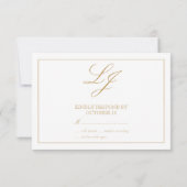 Klassieke goudkalligrafie Monogram Geen maaltijden RSVP Kaartje (Achterkant)