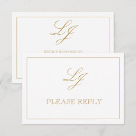 Klassieke goudkalligrafie Monogram Geen maaltijden RSVP Kaartje