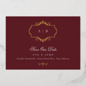 klassieke goudkreeft burgundy navy , met uitzonder folie uitnodiging (Voorkant)