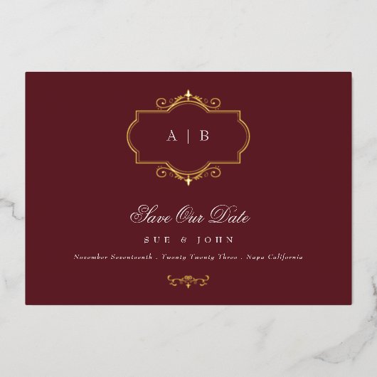 klassieke goudkreeft burgundy navy , met uitzonder folie uitnodiging (Voorkant)