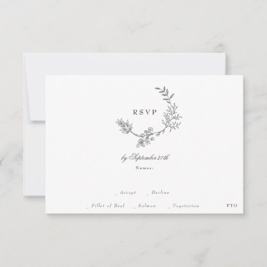 klassieke goudmonogram QR CODE BACK bruiloft RSVP Kaartje (Voorkant)