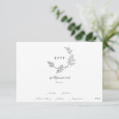 klassieke goudmonogram QR CODE BACK bruiloft RSVP Kaartje (Staand voorkant)