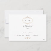 klassieke goudmonogram QR CODE BACK bruiloft RSVP Kaartje (Voorkant)