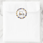 Klassieke Goudvis Golfkar Ronde Sticker (Tas)