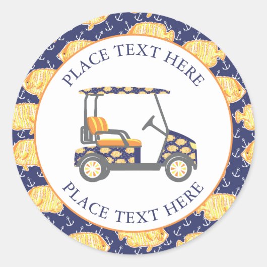 Klassieke Goudvis Golfkar Ronde Sticker (Voorkant)