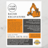 Klassieke graafmachine, bouwmachines Adverteren Flyer (Voorkant)