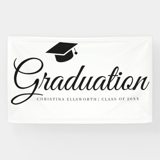 Klassieke Graduation Cap Party Spandoek (Horizontaal)