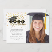 Klassieke Graduation Cap Zwart Goud Foto Aankondiging (Voorkant)