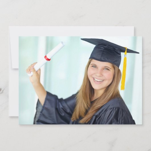 Klassieke Graduation Cap Zwart Goud Foto Aankondiging (Achterkant)