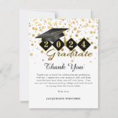 Klassieke Graduation Cap Zwart Goud Foto Bedankkaart (Voorkant)