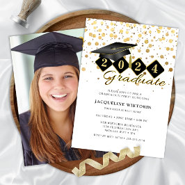 Klassieke Graduation Cap Zwart Goud Foto Kaart