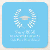 Klassieke Graduation Party Carolina Blue Custom Kartonnen Onderzetters (Voorkant)