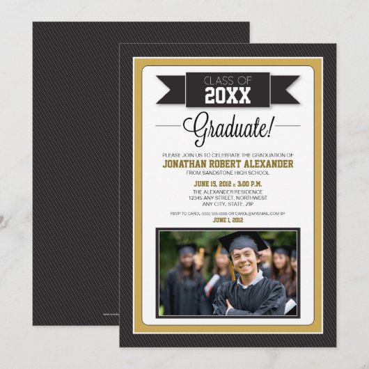 Klassieke Graduation Party Invitation (goud) Kaart (Voorkant / Achterkant)