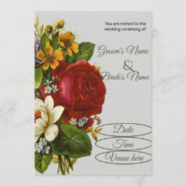 Klassieke Grand Florale Trouwuitnodiging Aandenken Kaart
