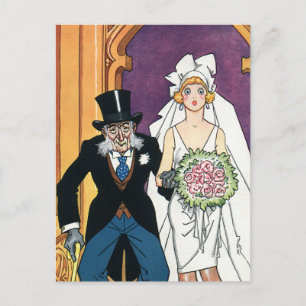 Klassieke grappige bruiloft, Mei December romance Briefkaart
