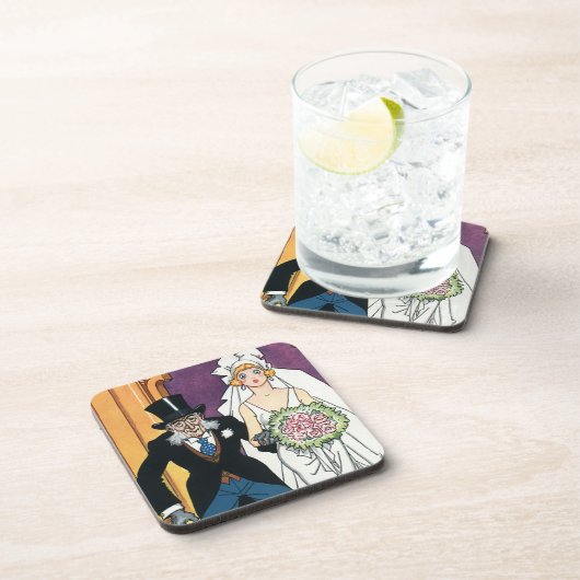 Klassieke grappige bruiloft, romantische liefde tu onderzetter (Rechterzijde)