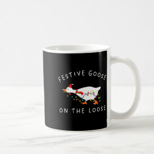 Klassieke Grappige Feestelijke Gans Op Vrije Voete Koffiemok