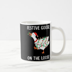 Klassieke Grappige Feestelijke Gans Op Vrije Voete Koffiemok