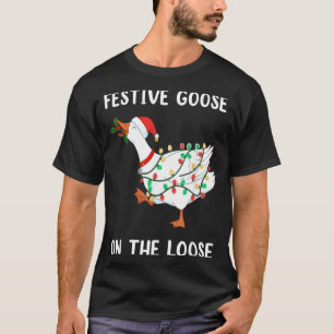 Klassieke Grappige Feestelijke Gans Op Vrije Voete T-shirt