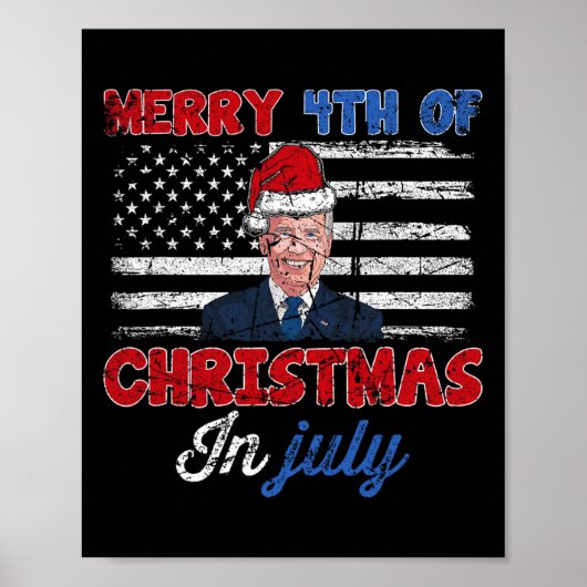 Klassieke grappige Joe Biden vrolijke 4e kerstdag Poster (Voorkant)