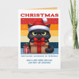 Klassieke Grappige Kat Retro Kerst Foto Feestdagen Kaart