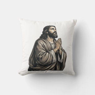 Klassieke Gravure Biddende Man Religieus Shirt Des Kussen