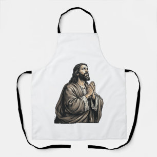 Klassieke Gravure Biddende Man Religieus Shirt Des Schort
