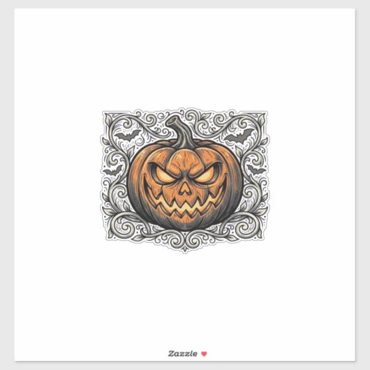 Klassieke Gravure Halloween Pompoen Shirt Ontwerp_ Sticker (Vel)
