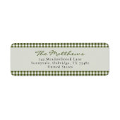Klassieke Green Gingham kerstfamilie terugkeer Etiket (Voorkant)