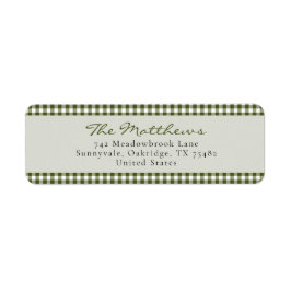 Klassieke Green Gingham kerstfamilie terugkeer Etiket