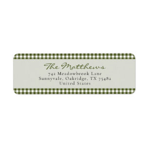 Klassieke Green Gingham kerstfamilie terugkeer Etiket