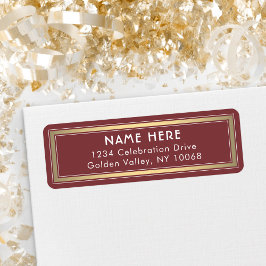 Klassieke grens Burgundy Gold White Return-adres Etiket