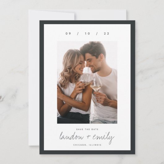 Klassieke grens | Eenvoudige elegante verticale fo Save The Date (Voorkant)