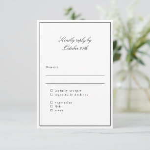 Klassieke grens Manuscript Elegant Wedding Meal Ch RSVP Kaartje