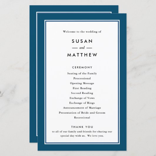 Klassieke grens marineblauw, papierprogramma (Voorkant / Achterkant)