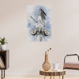 Klassieke Griekse Beeldhouwwerk Athena Foto Print