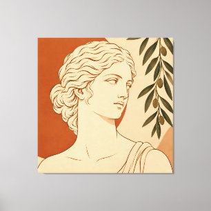 Klassieke Griekse Godin Aphrodite & Olijftak Canvas Afdruk
