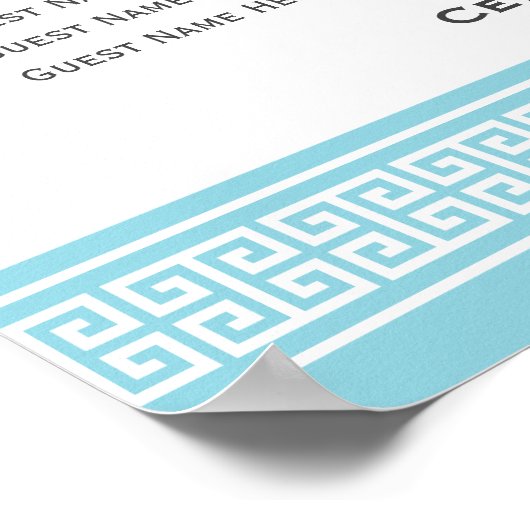 Klassieke Griekse sleutel 12 tafels Zitplan Teken Poster (Hoek)