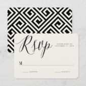 Klassieke Griekse Sleutel Kalligrafie Script Chiqu RSVP Kaartje (Voorkant / Achterkant)